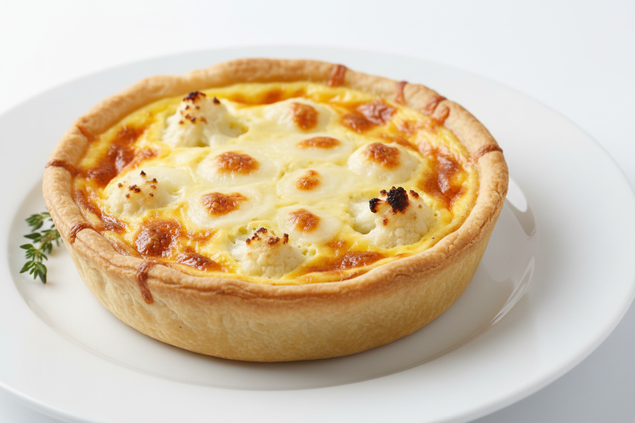 individual cauliflower cheese quiche