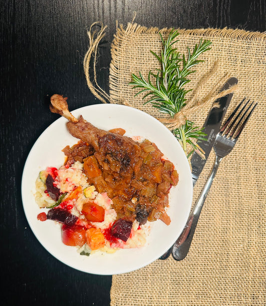 Fresh - Braised Duck with Roast Vegetable Risotto - GF
